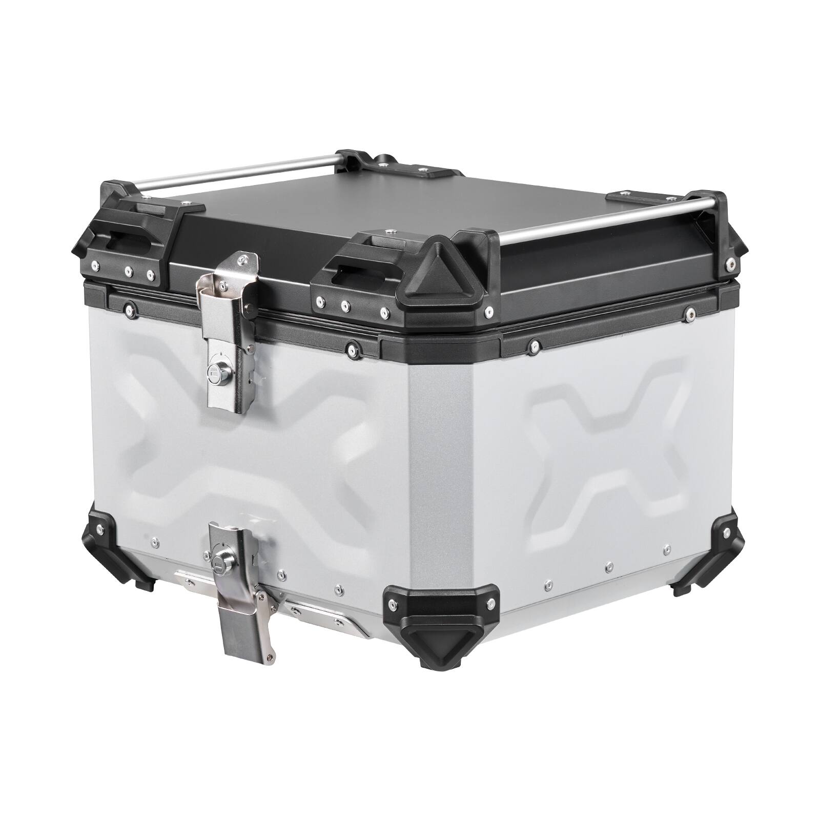 Alt View 5. VEVOR - Motorcycle Top Case 55L Universal Aluminum Hard Motorcycle Tail Case, Waterproof Detachable Motorbike Top Box - Black;Silver.