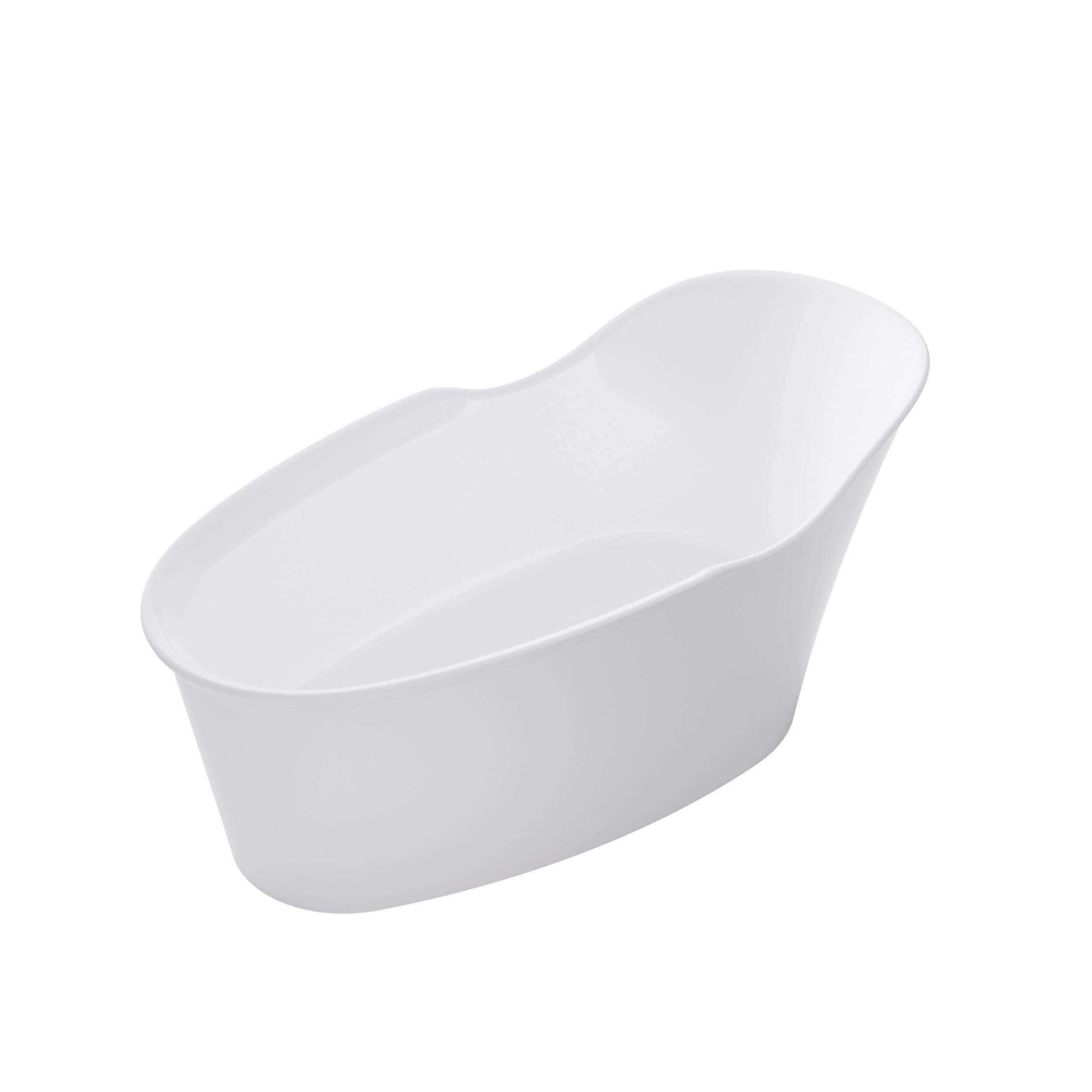Alt View 10. WELLFOR - Wave 66 in. Acrylic Flat Bottom Double Ended Freestanding Soaking  Bathtub with Drain and Overflow - White.