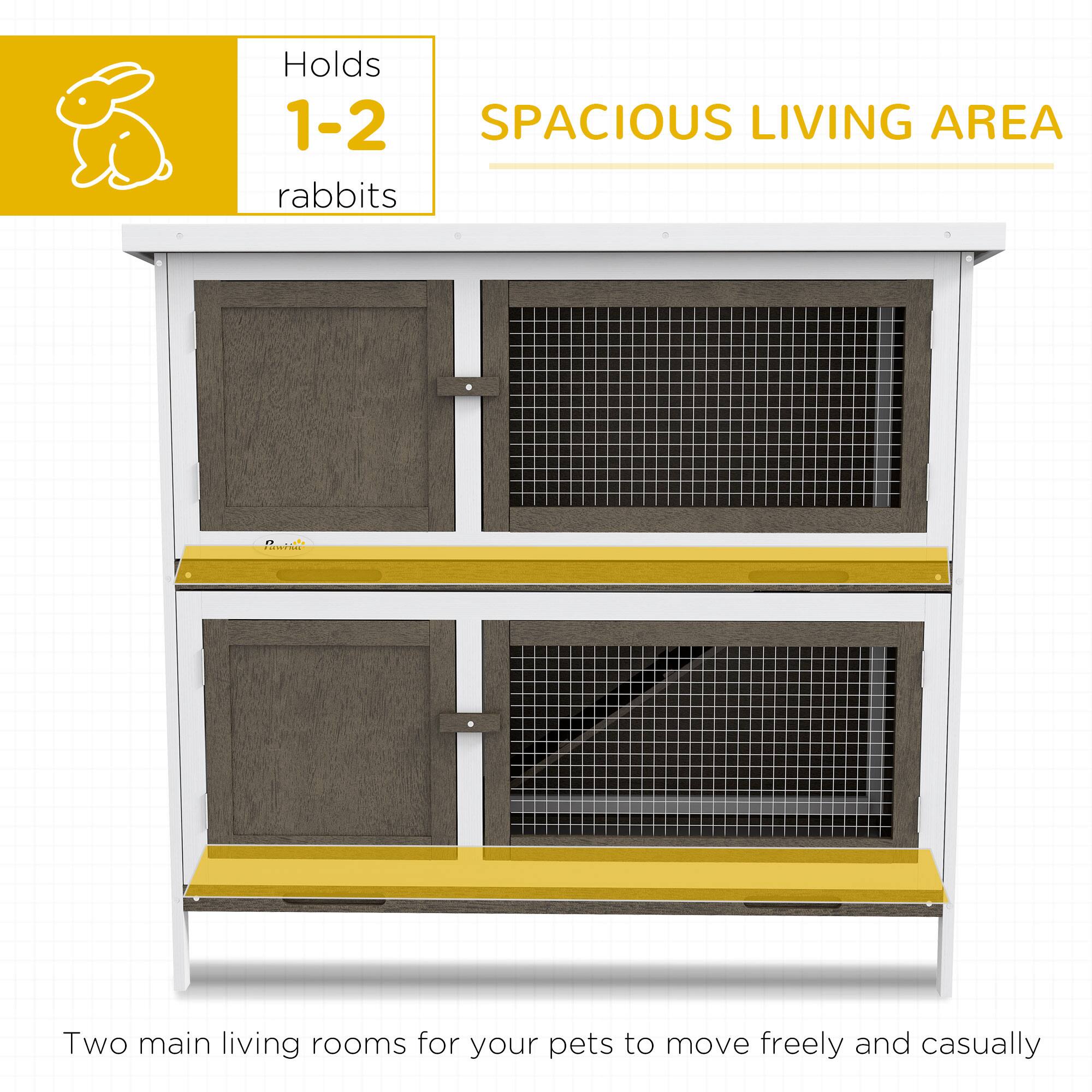 Holds 1-2 rabbits

SPACIOUS LIVING AREA

Two main living rooms for your pets to move freely and casually