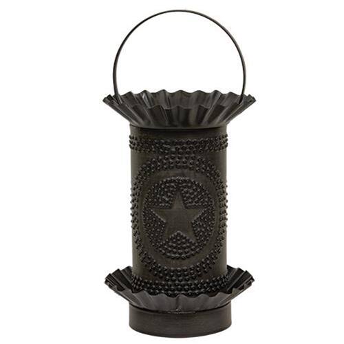 Front. BreeBe - Kettle Black Mini Tart Warmer w/Punched Stars - Black.