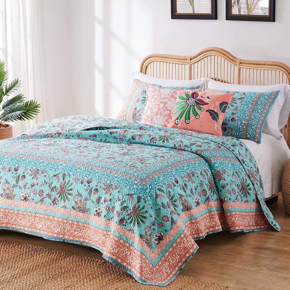 Greenland Home Thalia Überwurfdecke – Bohemian-Stil, Baumwolle Mit Samt, 127x152 Cm, Blau
