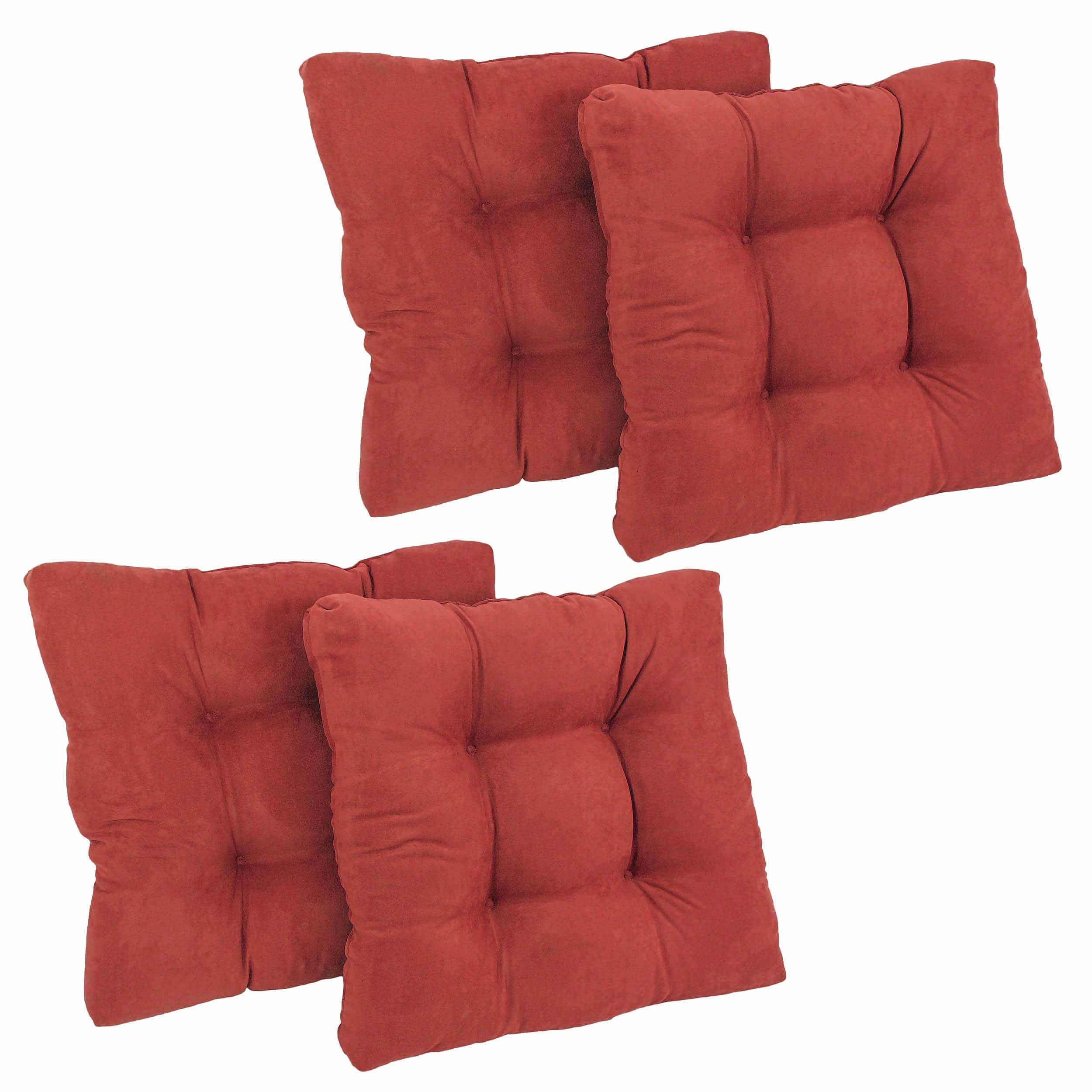 Blazing Needles - 19-inch Squared Microsuede Tufted Dining Chair Cushion (Set of Four) - Red Wine