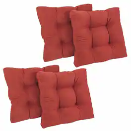 Blazing Needles - 19-inch Squared Microsuede Tufted Dining Chair Cushion (Set of Four) - Red Wine