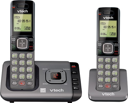  Vtech - DECT 6.0 Expandable Cordless Phone System with Digital Answering System - Taupe/Black