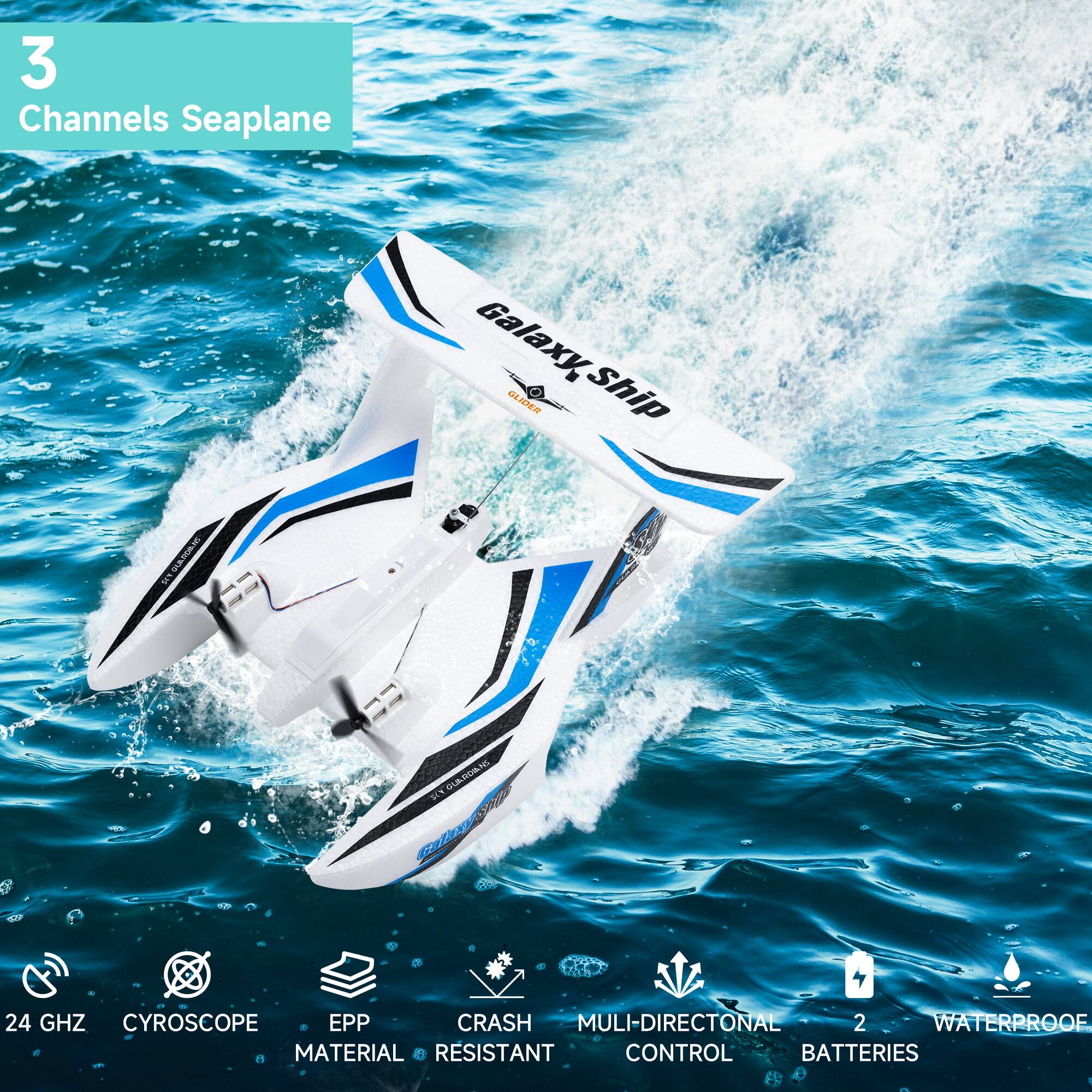3 Channels Seaplane

Galaxy Ship

- 24 GHz
- Gyroscope
- EPP Material
- Crash Resistant
- Multi-Directional Control
- 2 Batteries
- Waterproof