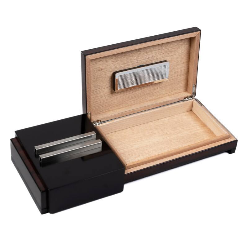 Alt View 5. Prestige - Ashtray with Hidden Humidor - 2-Tone Dark Brazilian Finish.