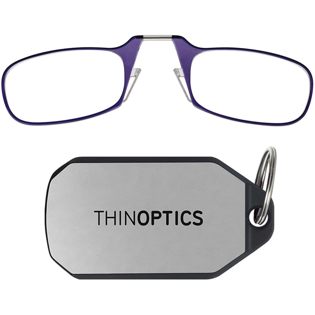 ThinOptics - 2.5 Reading Glasses with Silver KeyChain - Purple
