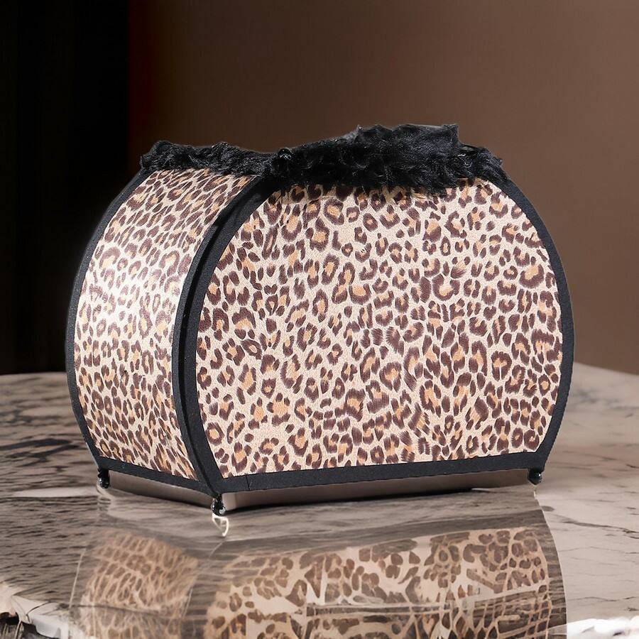 Alt View 2. Manhattan Lane - Wigi 12 Inch Accent Lamp, Purse, Cheetah Animal Print, Faux Fur - Black, Orange, Beige, Brown.