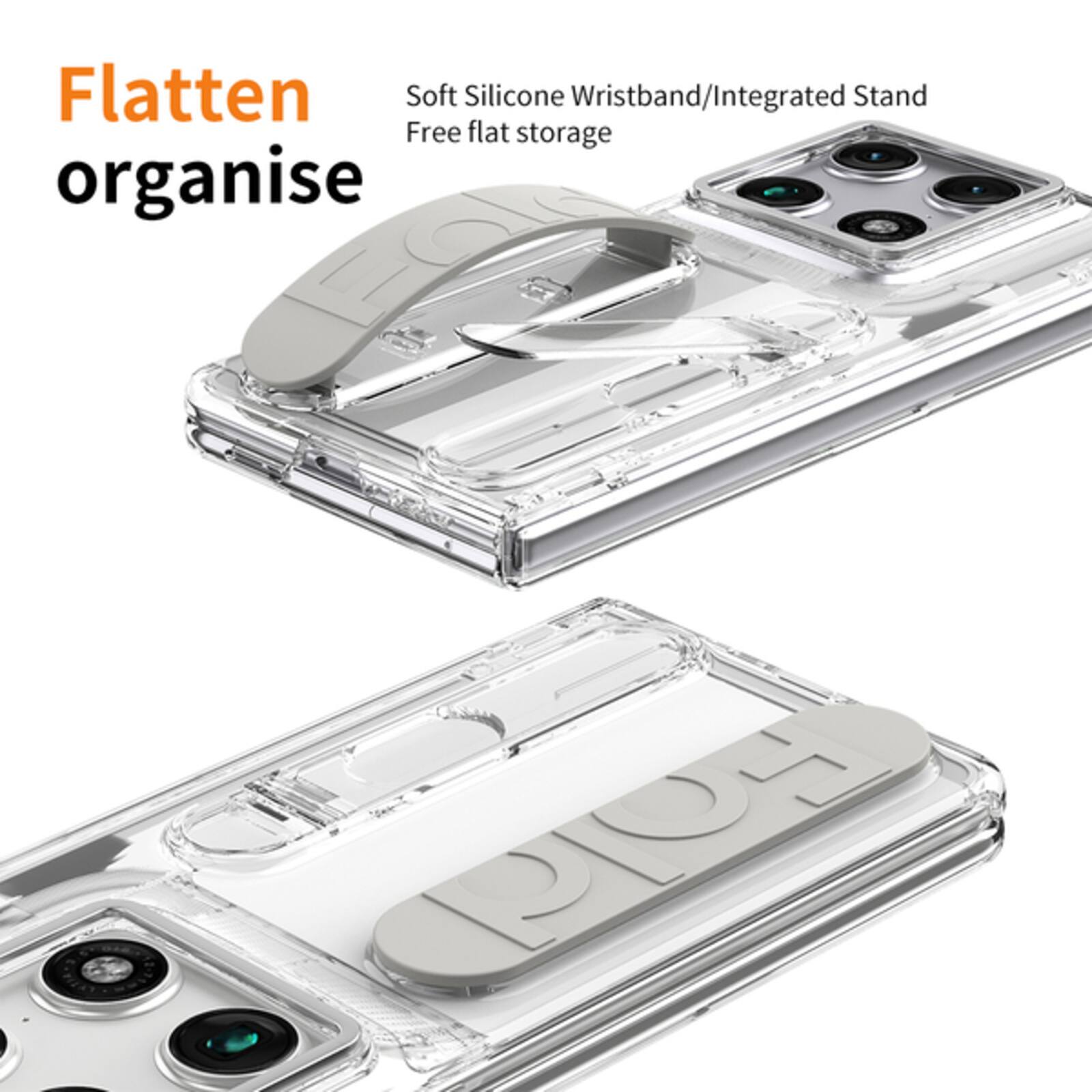Flatten organise

Soft Silicone Wristband/Integrated Stand
Free flat storage