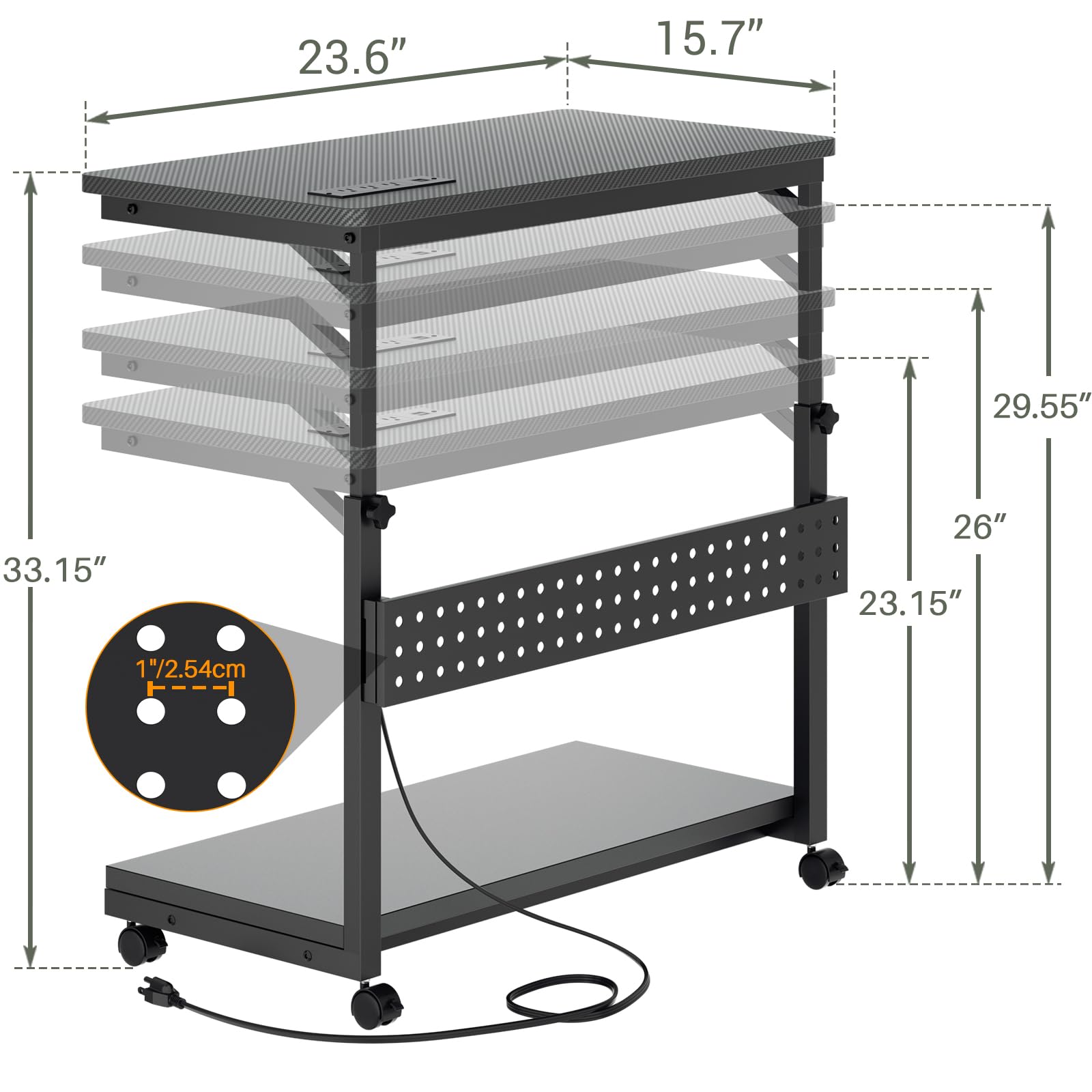 23.6" 15.7" 29.55" 33.15" 26" 23.15" 1 1/2" / 2.54cm
