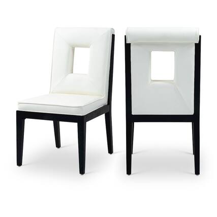 Front. Meridian Furniture - Gwendolyn Cream Vegan Leather Dining Side Chair, Set of 2 - Beige.