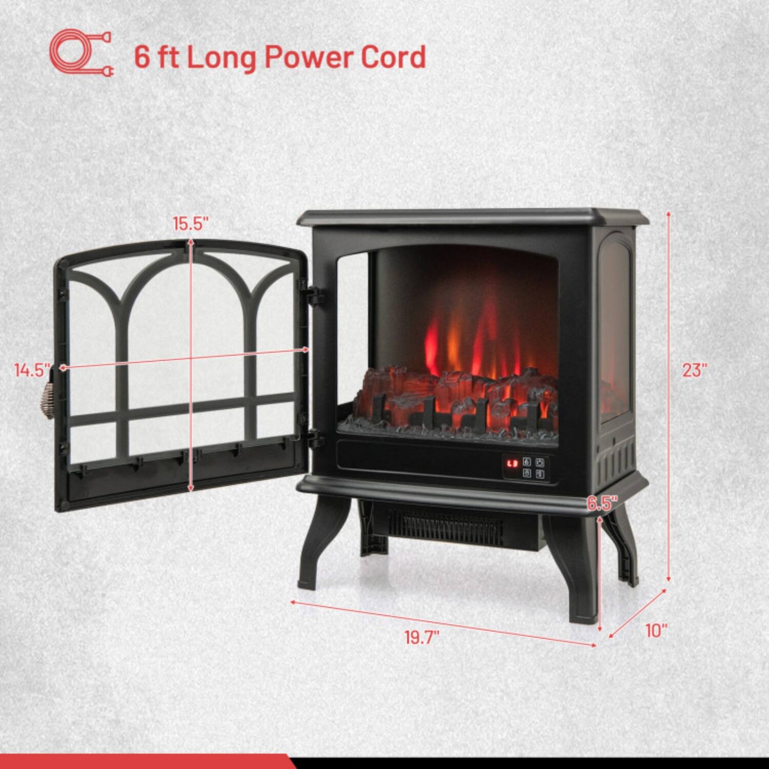 6 ft Long Power Cord

15.5"  
14.5"  
23"  
6.5"  
19.7"  
10"