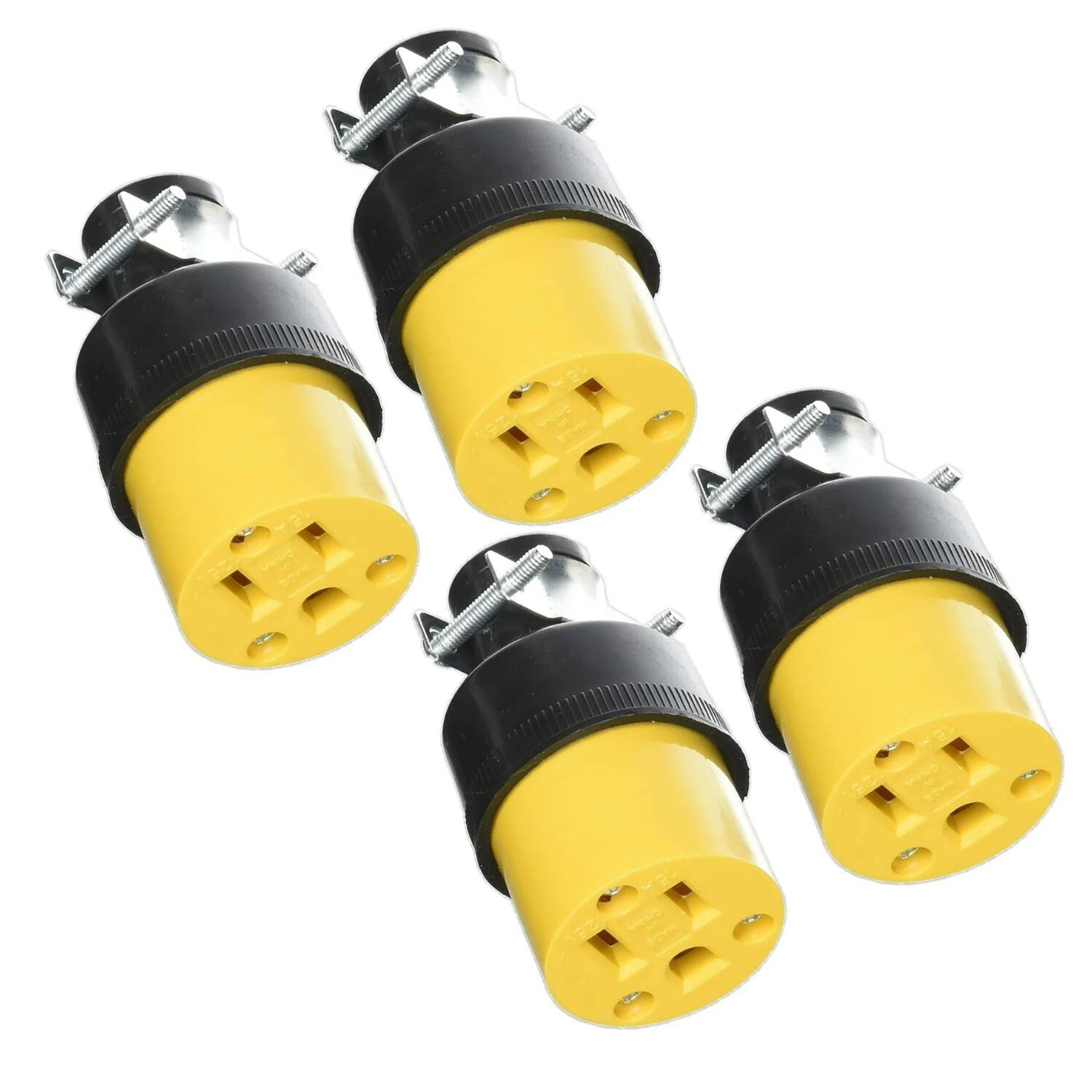 Angle. Home Collection - 4 Pack Heavy Duty Female Plug Extension Cord Repair Ends - BLACK.