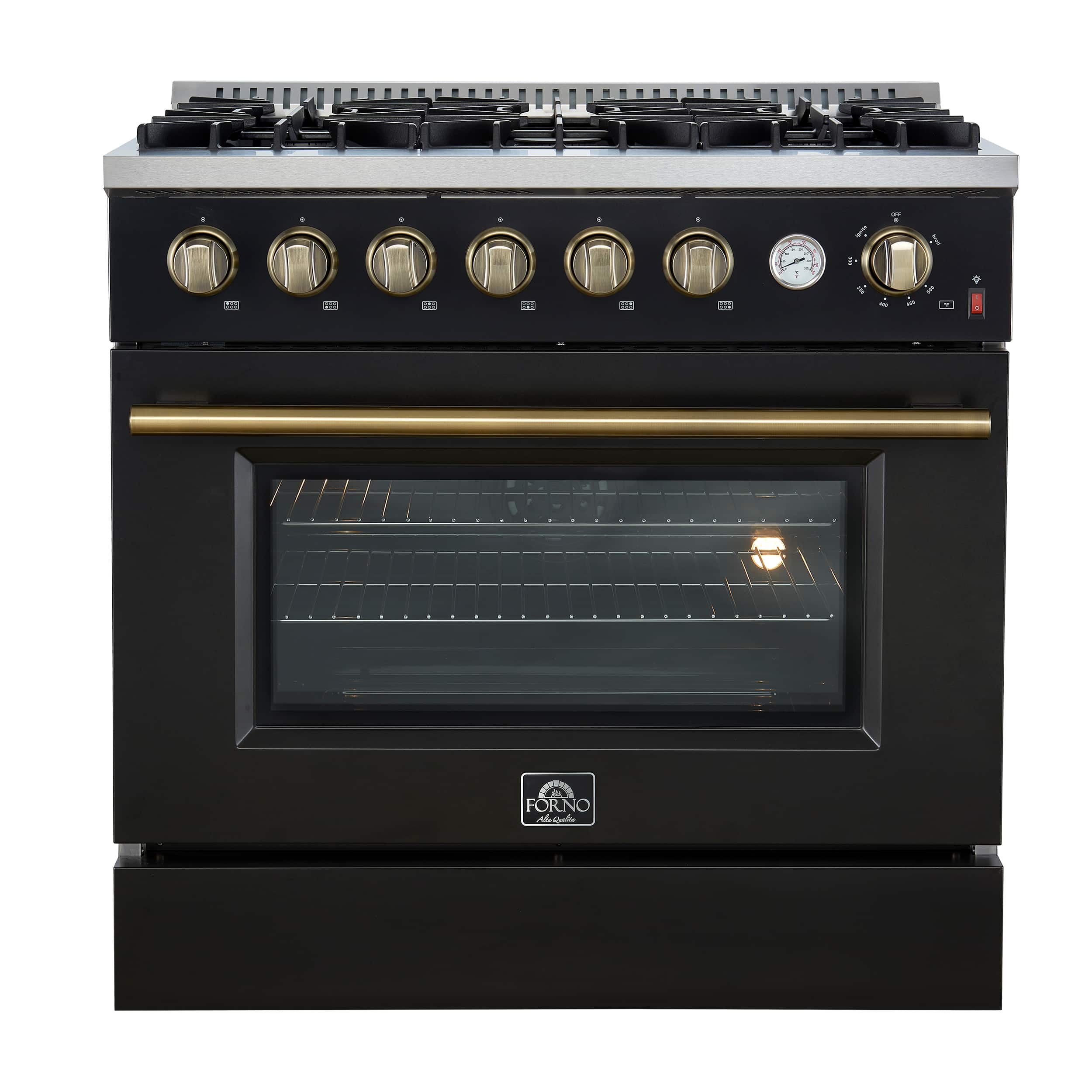 Forno Appliances - Marco 5.36 Cu. Ft. Freestanding Gas Convection Range with Hidden Bake Element - Black - Front_Zoom