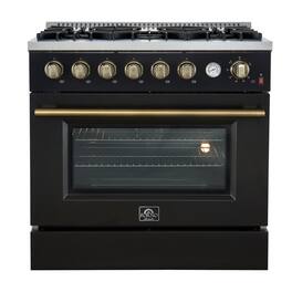 Forno Appliances - Marco 5.36 Cu. Ft. Freestanding Gas Convection Range with Hidden Bake Element - Black