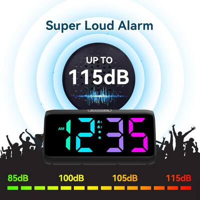 Dazzed Corner - Alarm Clock, Plug-in RGB Vibrating Alarm Clocks - Black Dazzed Corner - Alarm Clock, Plug-in RGB Vibrating Alarm Clocks - Black
