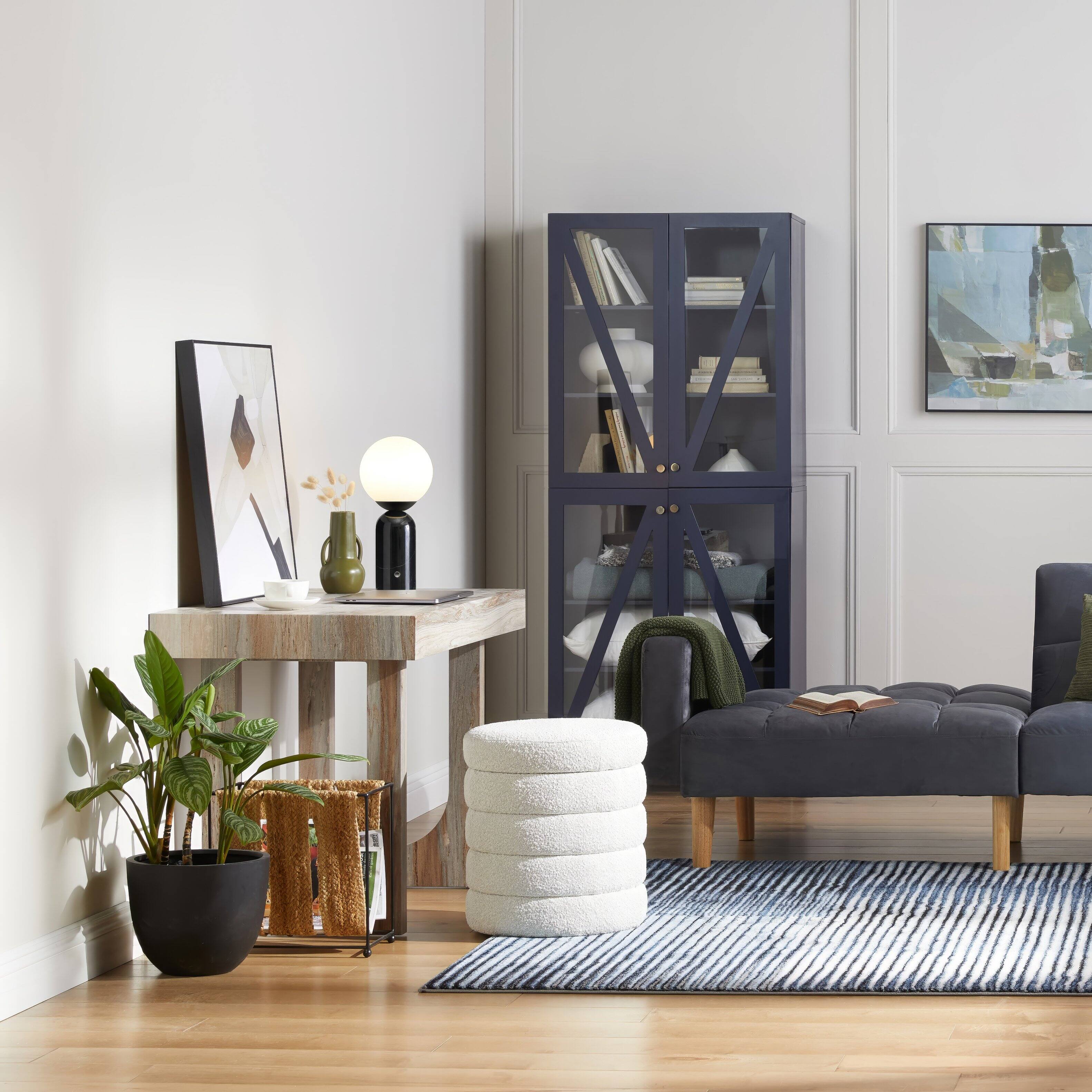 Alt View 8. Brightech - Mila Tall LED Modern Contemporary Round Globe Dimmable Bedside Nightstand Desk Lamp with Frosted White Glass Shade - Glossy Classic Black Marble.