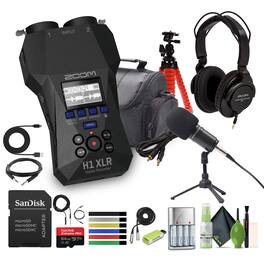 Zoom - H1 XLR Handy Recorder with Tripod, Bag, Headphones, and More Bundle - Black