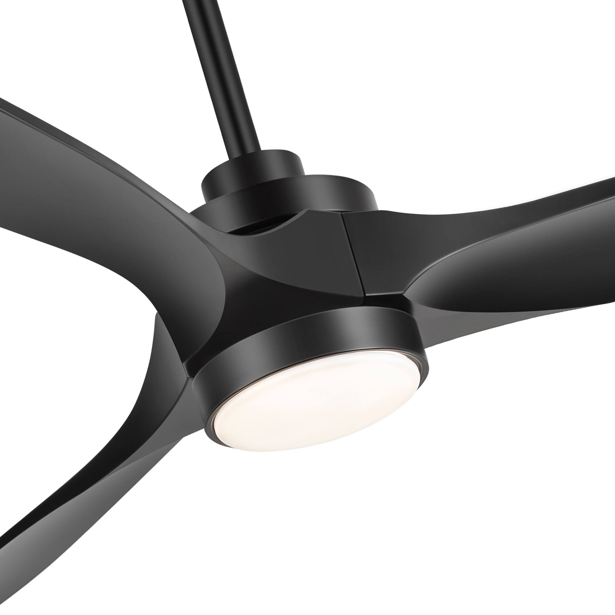 Alt View 8. Breezary - 60-Inch Indoor Ceiling Fan with 3 ABS Blades, DC Motor, 6-Speed Remote Control with Timer, 6"&12" Downrods, Led/No Light - Black (With Light).