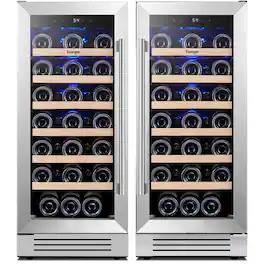 Yeego - 30" Dual Zone Wine Refrigerator, 66-Bottle Built-In Wine Cooler Fridge, Built-in & Freestanding - Stainless Steel