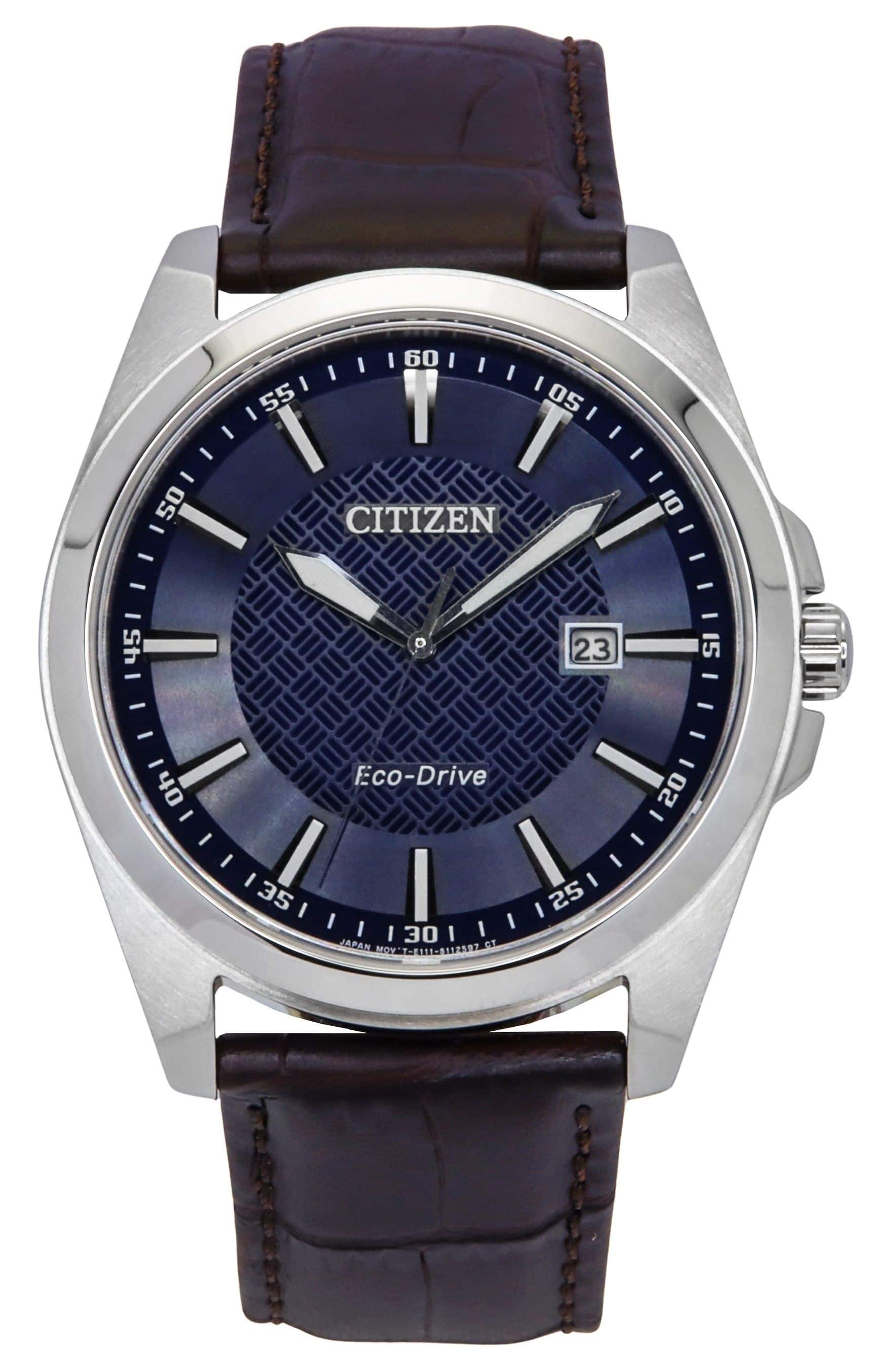 Citizen - Eco-Drive Leather Strap Dial BM7108-22L 100M Men's Watch - Blue