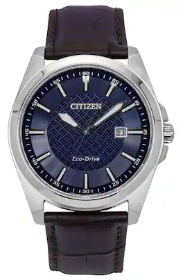 Citizen - Eco-Drive Leather Strap Dial BM7108-22L 100M Men's Watch - Blue