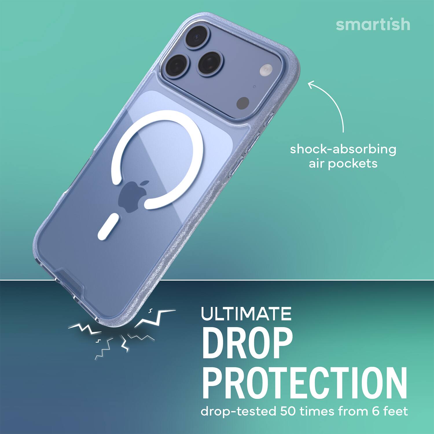 smartish  
shock-absorbing air pockets  
ULTIMATE DROP PROTECTION  
drop-tested 50 times from 6 feet
