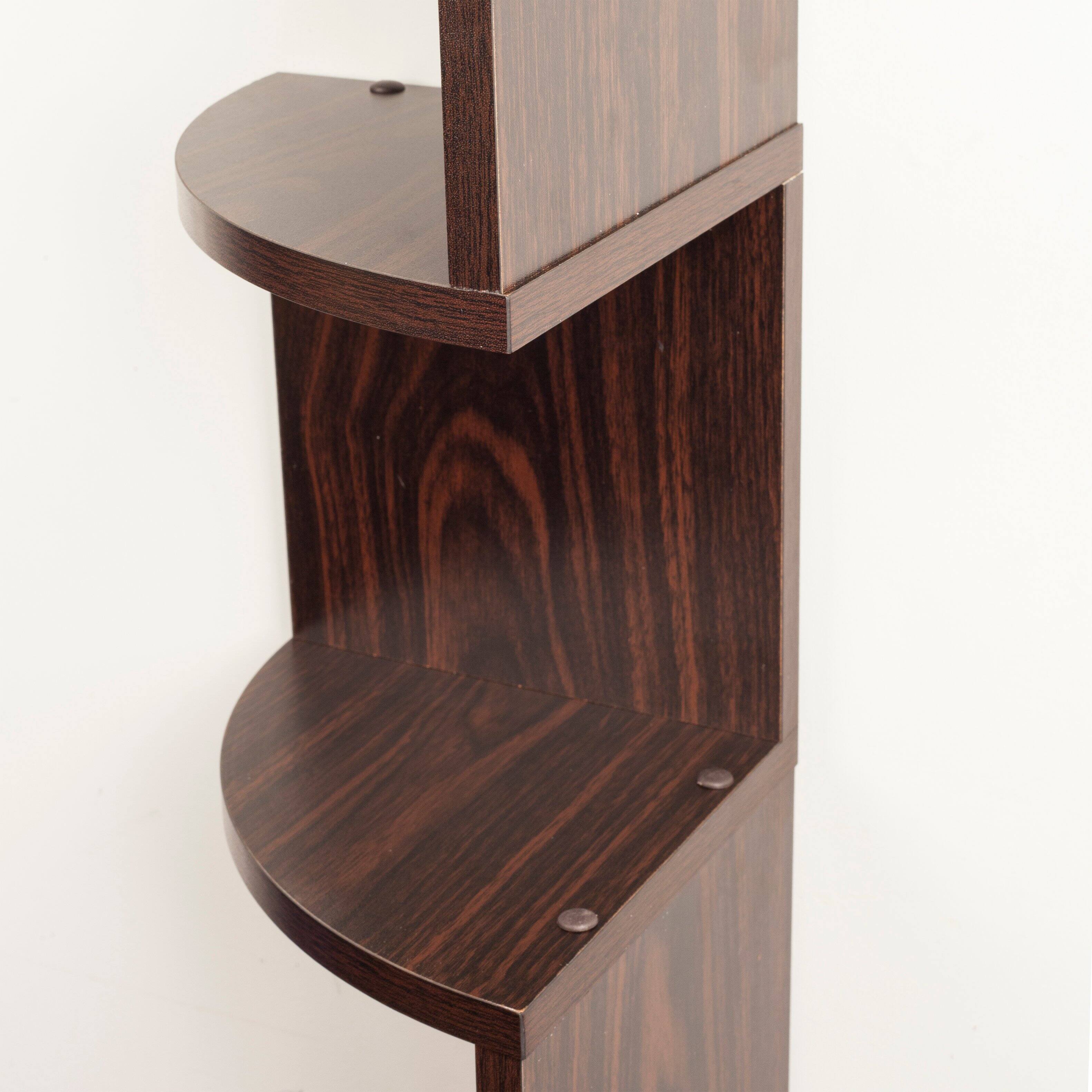 Alt View 1. Danya B - Five Tier Corner Wall Shelf - Walnut - Brown.