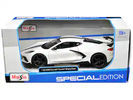 Maisto - 2020 Chevrolet Corvette Stingray Coupe Stripes "Special Edition" Series 1/24 - White With Black