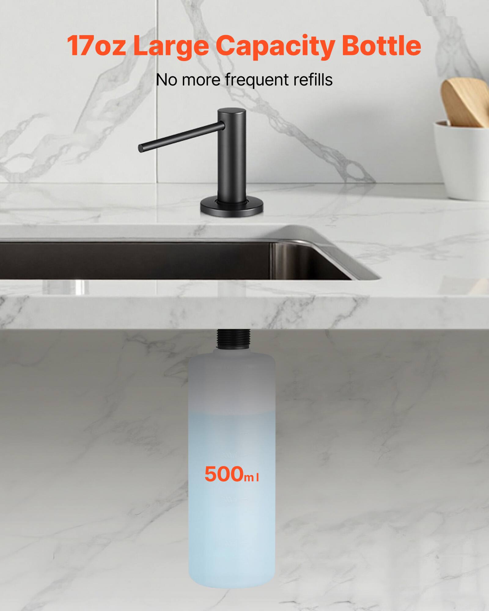 17oz Large Capacity Bottle  
No more frequent refills  
500ml