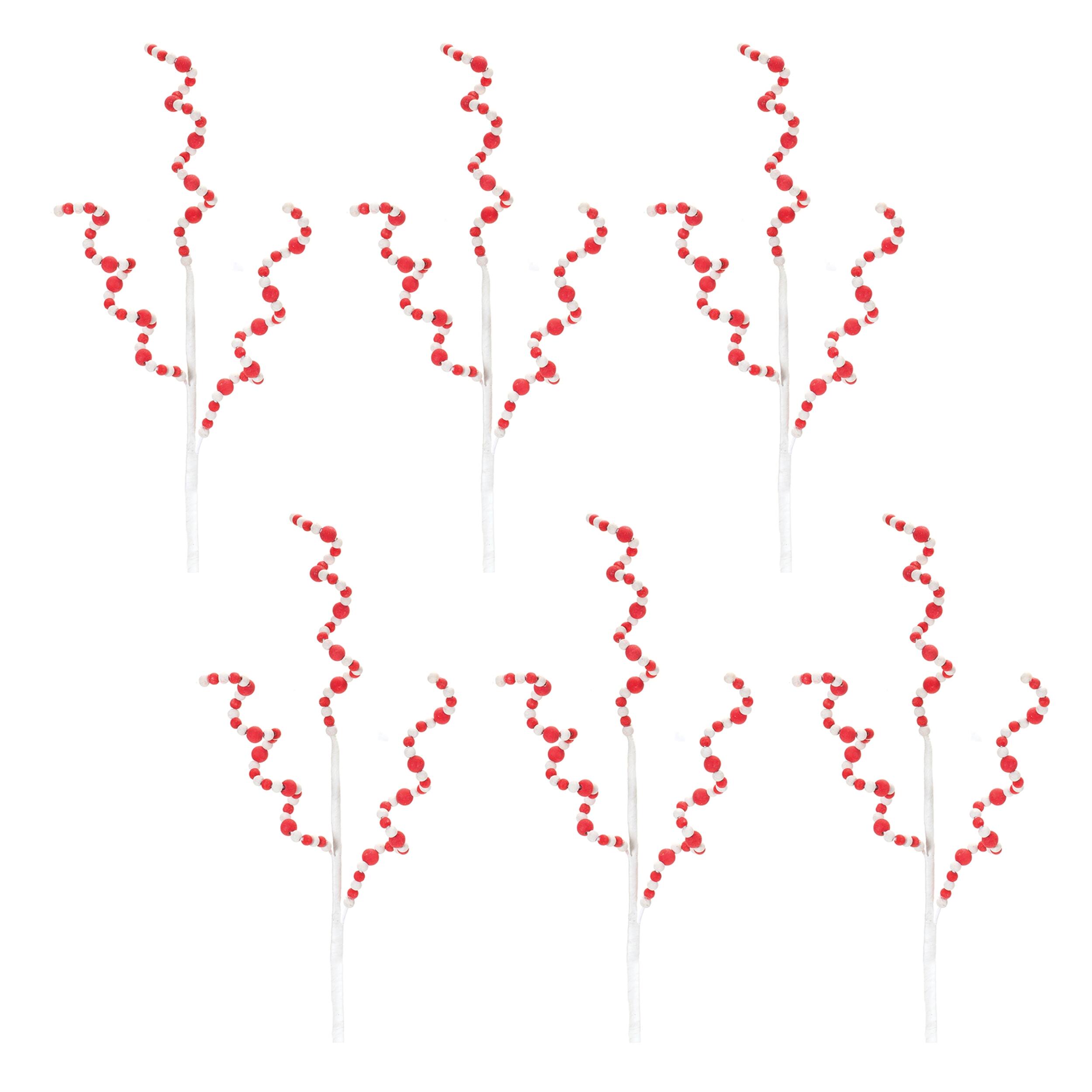 Left. BreeBe - Wood Bead Swirl Spray (Set of 6) - Red, Green.