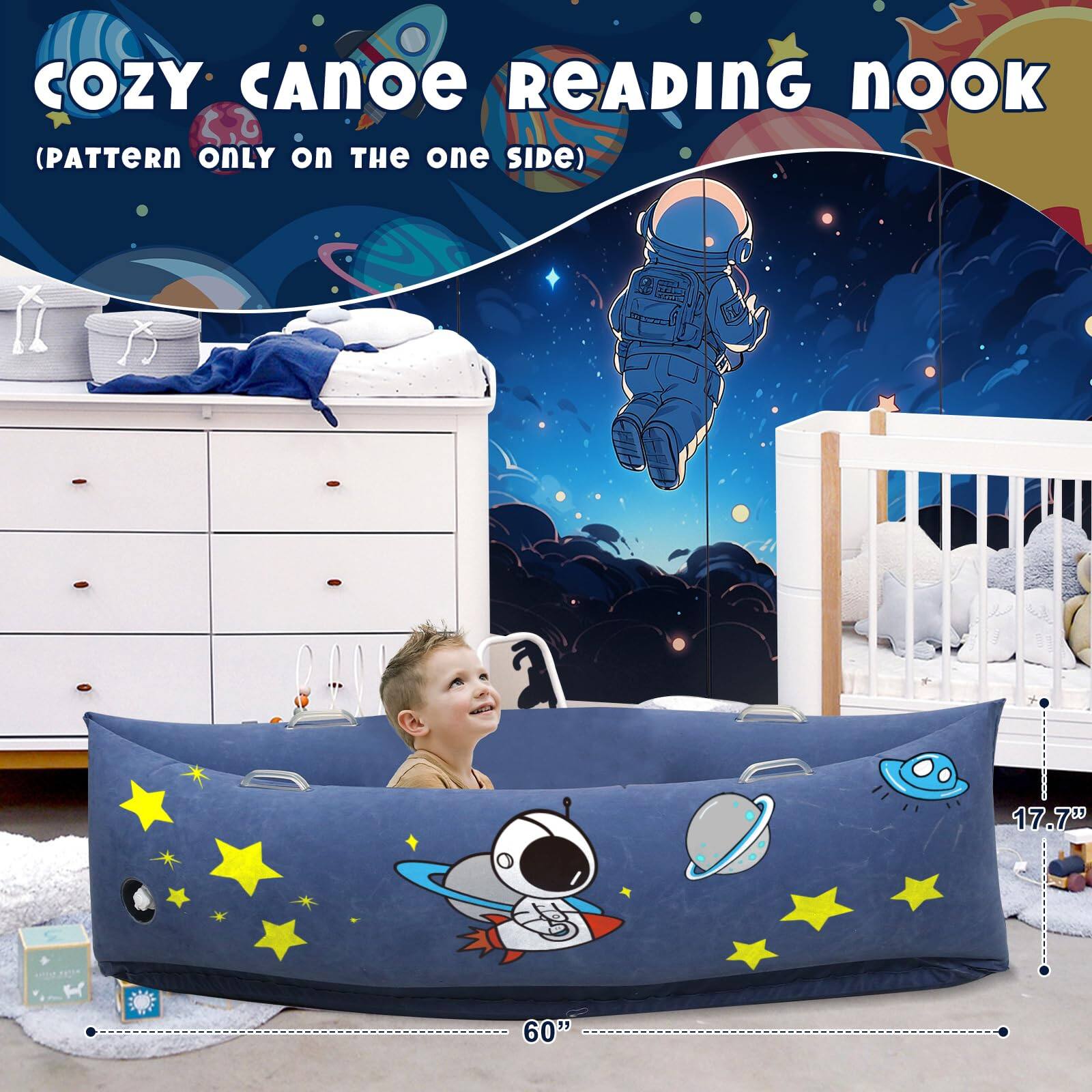 COZY CANOE READING nook  
(PATTERN ONLY on the one SIDE)  
17.7"  
60"