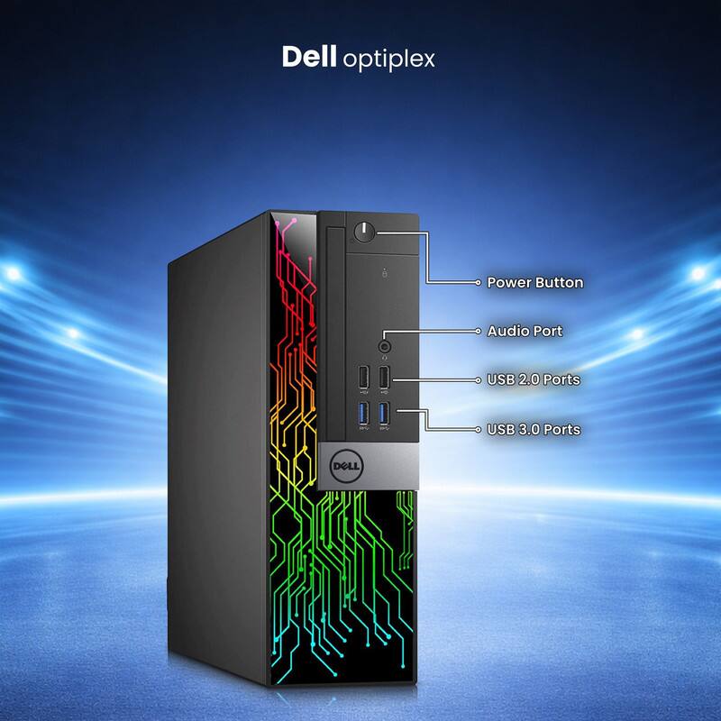 Dell Optiplex

- Power Button
- Audio Port
- USB 2.0 Ports
- USB 3.0 Ports