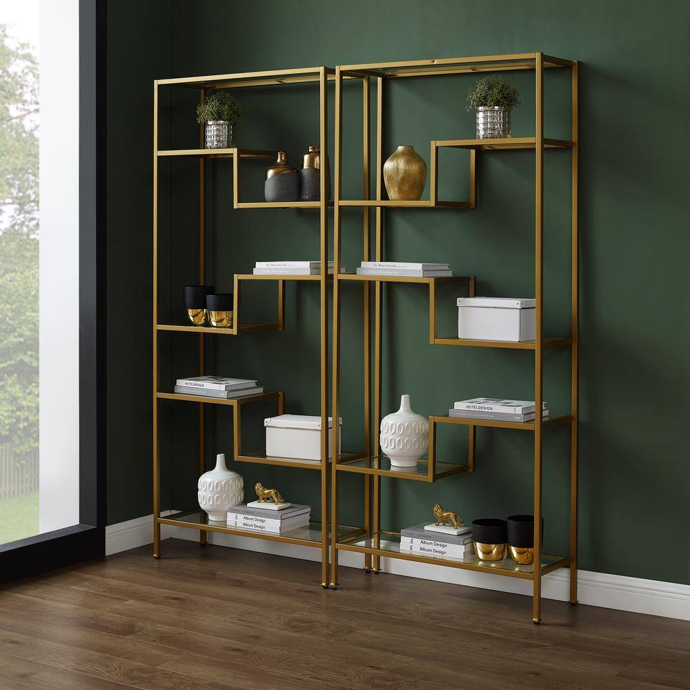 Alt View 5. Crosley Furniture - Sloane 2-Piece Etagere Bookcase Set - 2 Etageres - Gold.