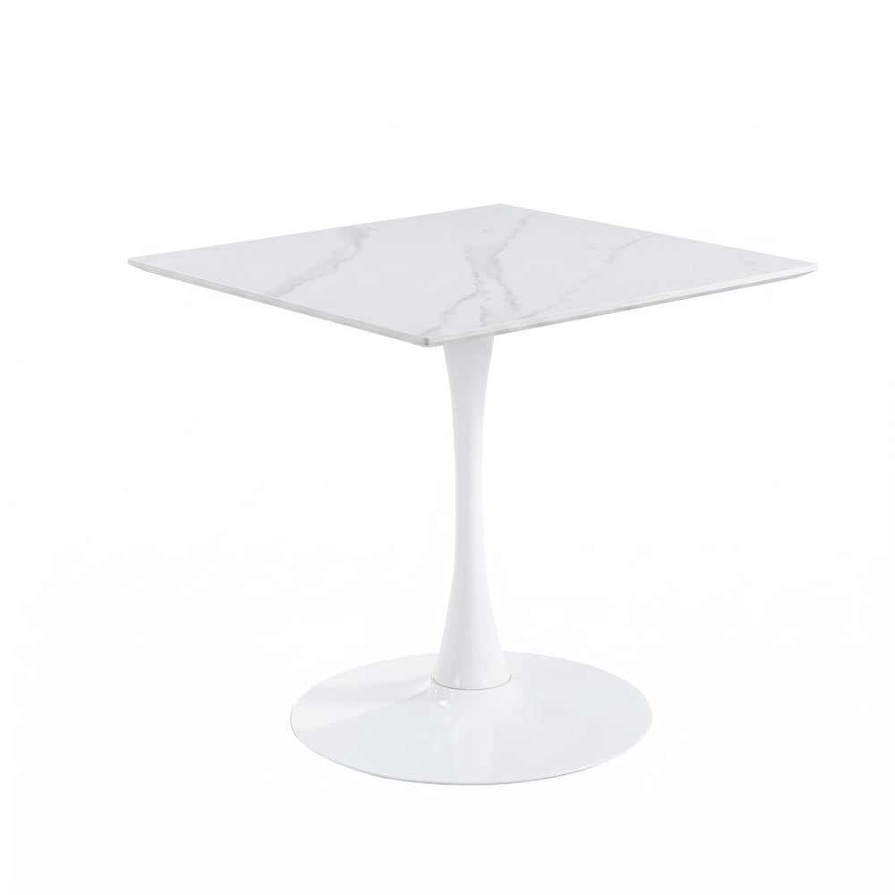 Alt View 3. LeisureMod - Bristol 31" Square Dining Table, White Sintered Stone Top, Modern 4-Person Kitchen Table - White.