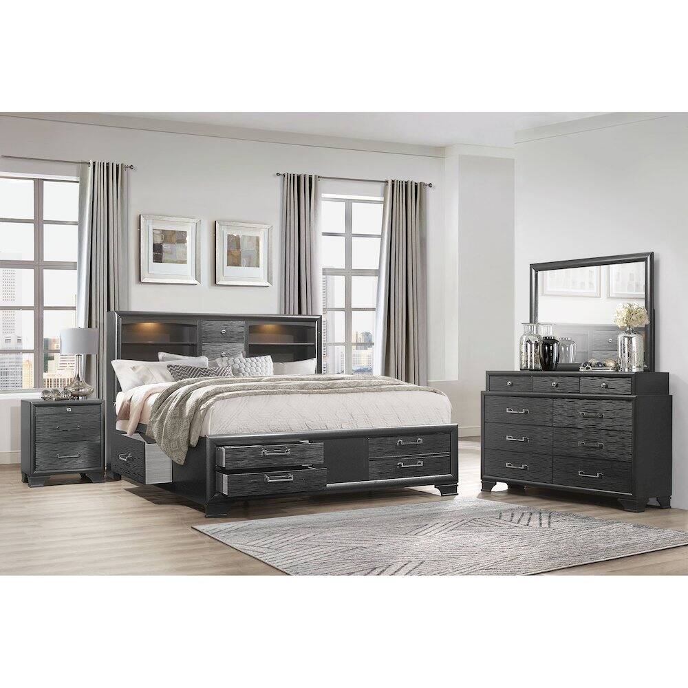 Alt View 2. Global Furniture USA - Transitional Glam Jordyn Grey Nightstand, Grey - Gray.