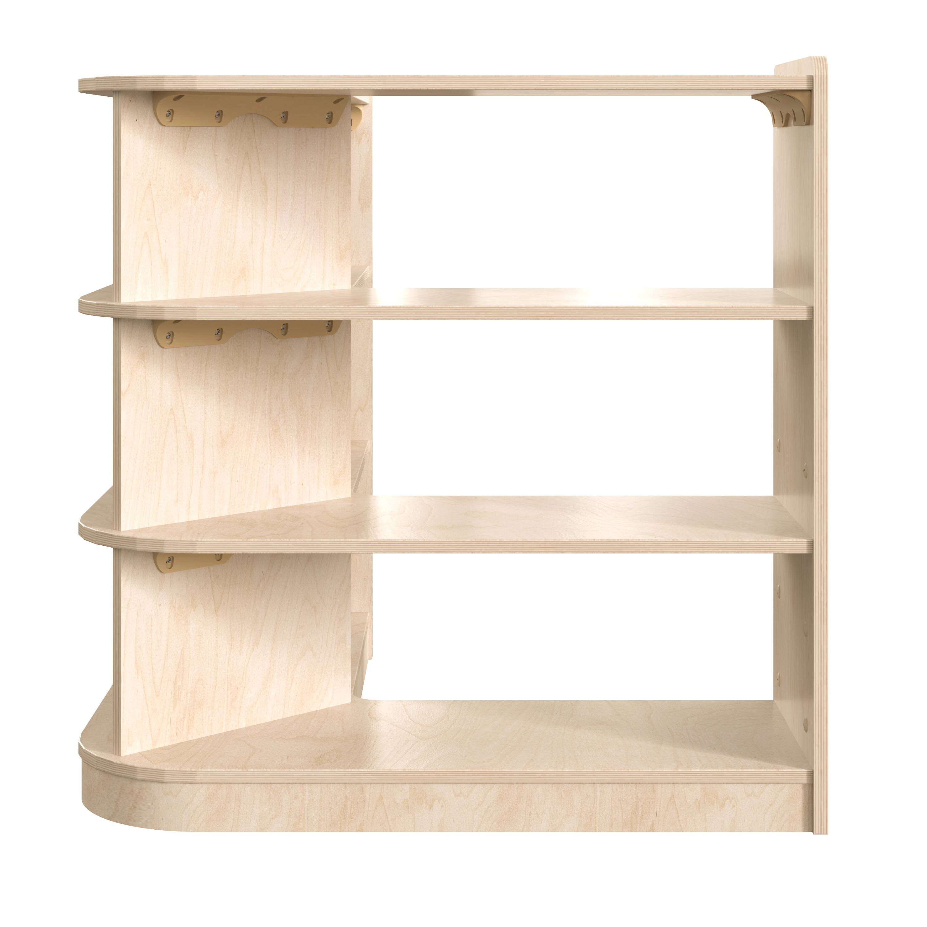Back. Flash Furniture - Bright Beginnings Commercial Grade 3 Tier Wooden Classroom Open Corner Storage Unit, Safe, Kid Friendly Design, Natural - Natural.