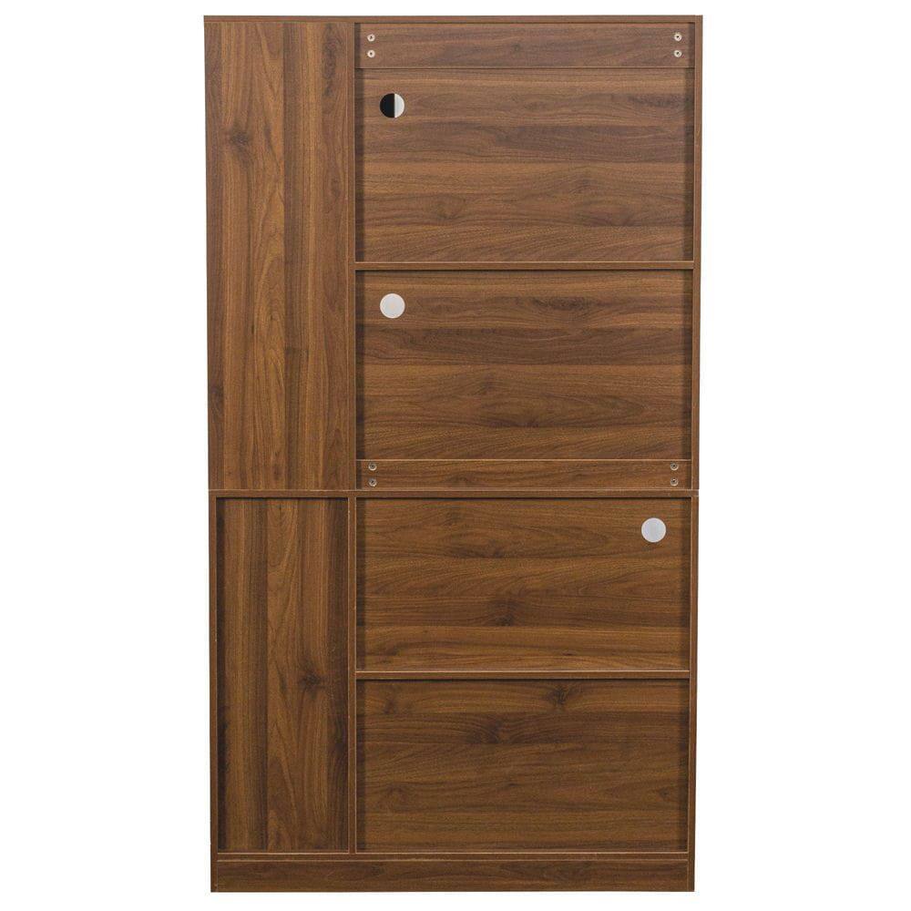 Alt View 2. Kadyn - 71-Inch Tall Freestanding Kitchen Pantry with Pull-Out Shelf - Walnut - Brown.