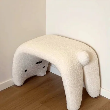 Front. VIVZONE - Adorable Animal Shaped Stool - White.