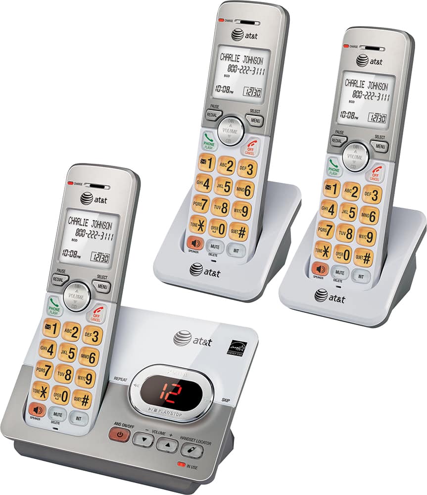 Left. AT&T - EL52303 DECT 6.0 Expandable Cordless Phone System with Digital Answering System - Silver.