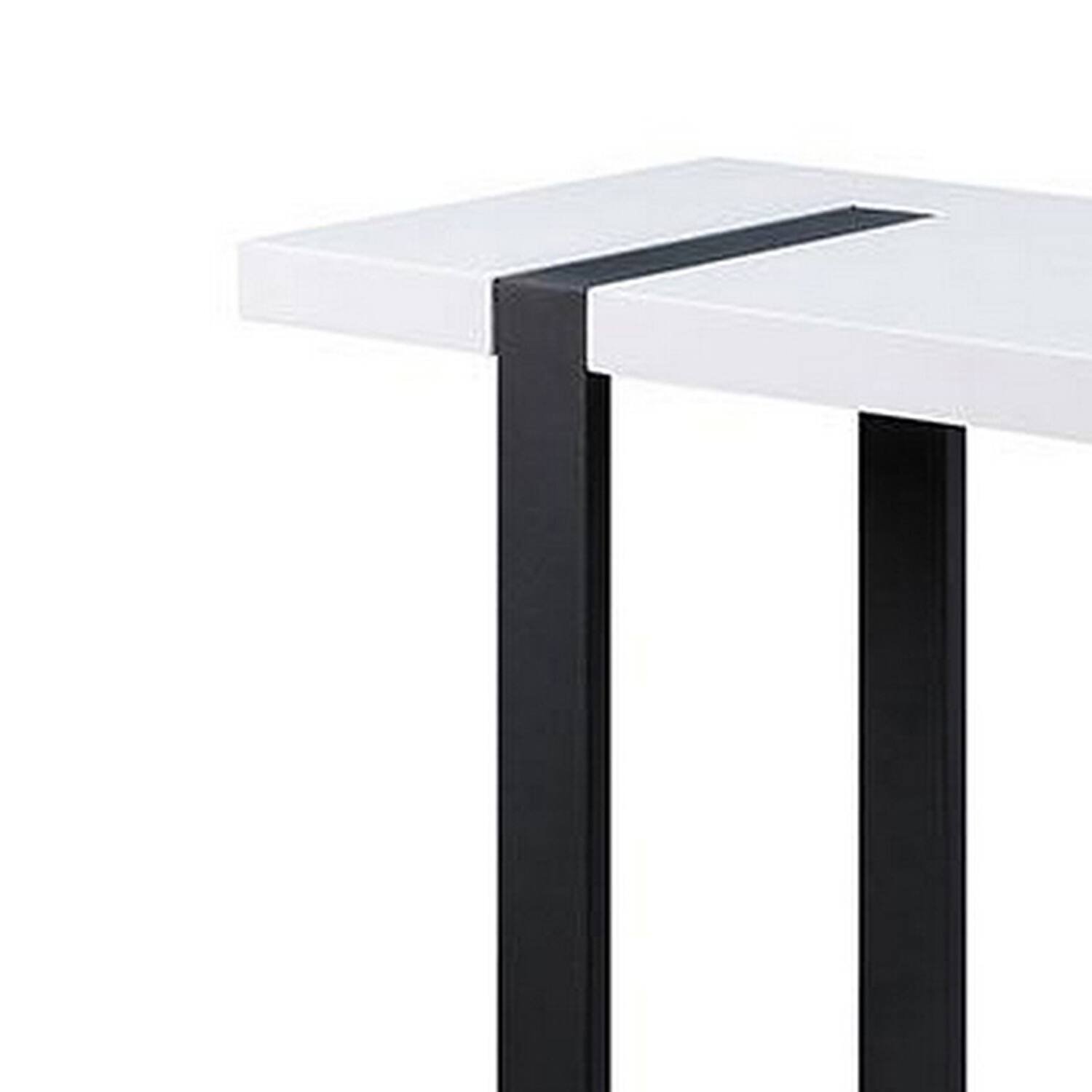 Alt View 1. Manhattan Lane - Two Tone Modern Sofa Table with Metal Legs, White and Black - White, Black.