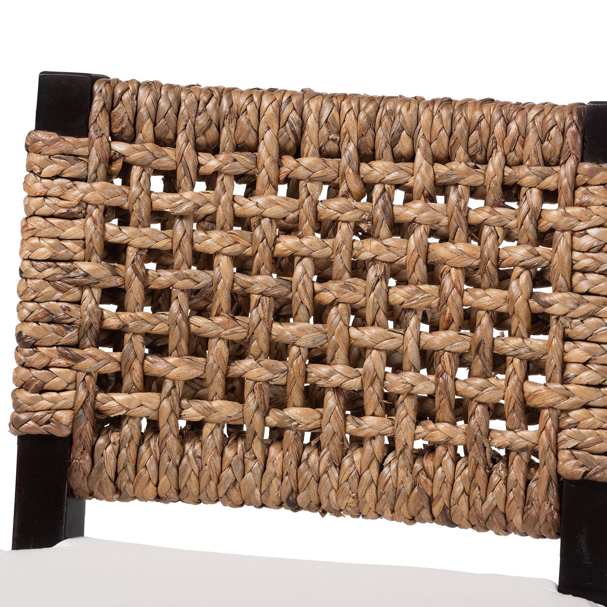 Alt View 1. bali & pari - Alise Handwoven Seagrass Bar Stool with Mahogany Wood Frame, Dark Brown - Natural Brown/Dark Brown.