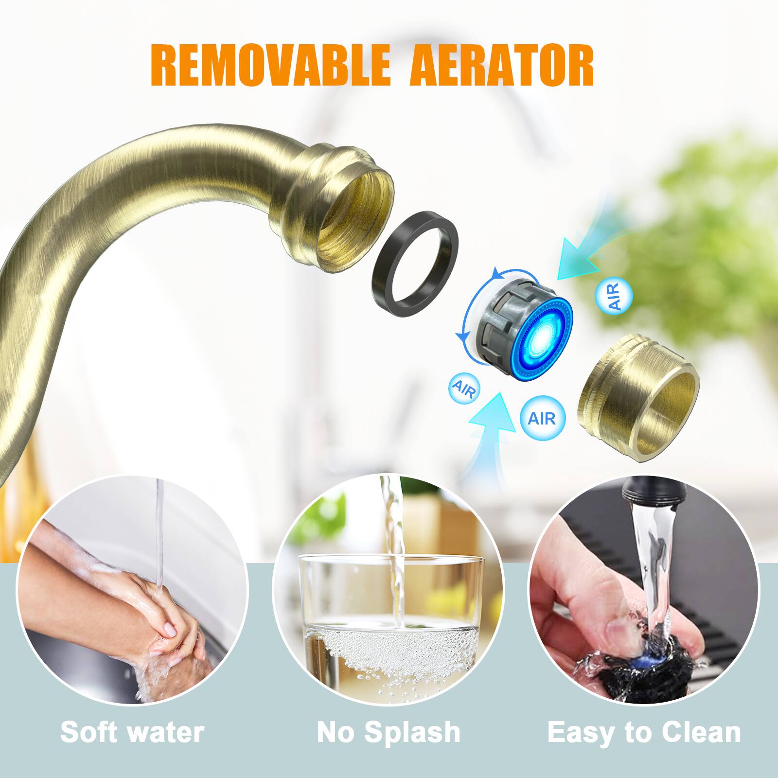 REMOVABLE AERATOR

- Soft water
- No Splash
- Easy to Clean