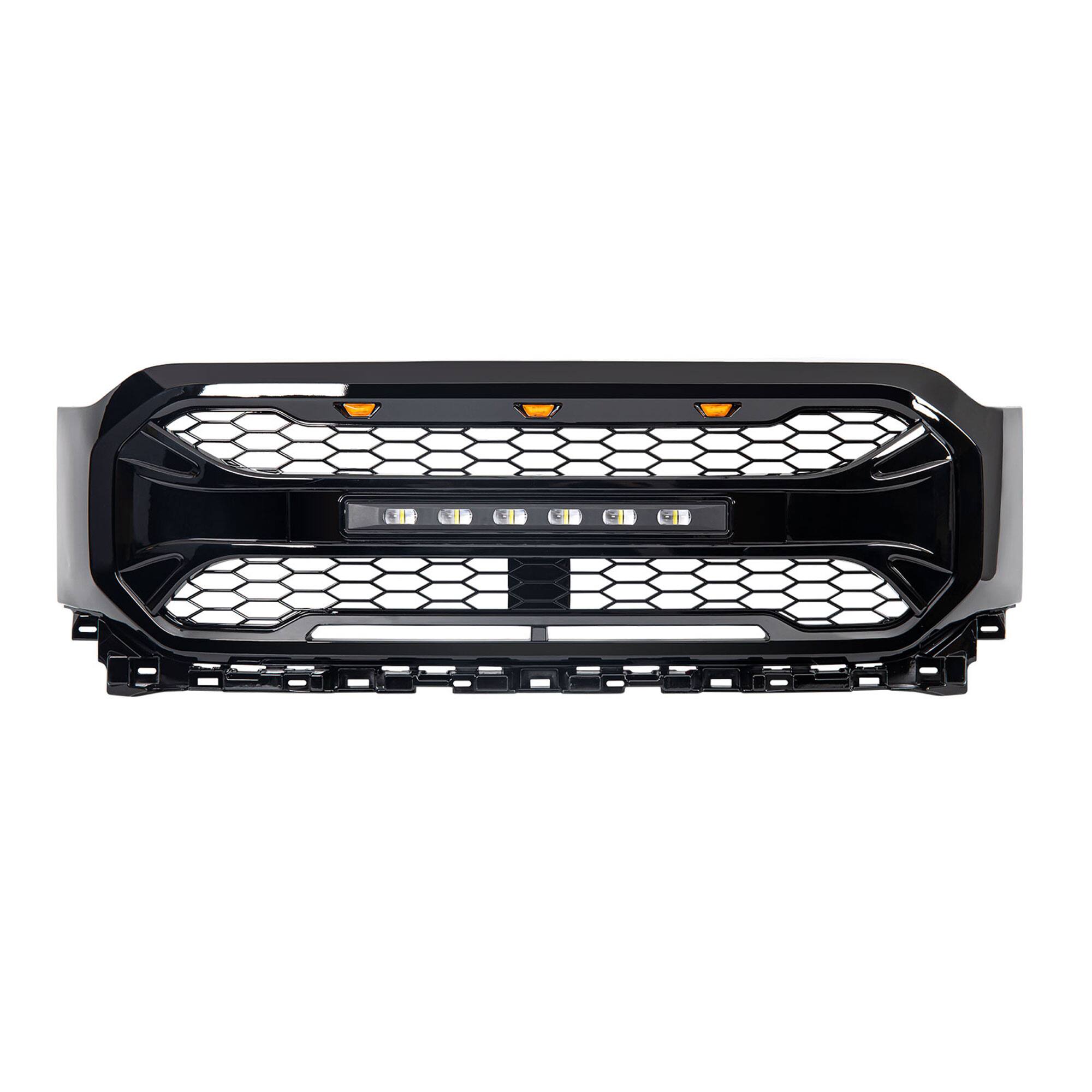 Alt View 7. AMERICAN MODIFIED - AMERICAN MODIFIED Armor Grille Compatible with 2021-2023 Ford F150, Glossy Black - Glossy Black.