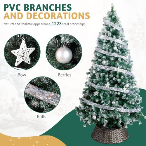 PVC BRANCHES AND DECORATIONS  
Natural and Realistic Appearance, 1223 total branch tips  

Bow  
Berries  
Balls