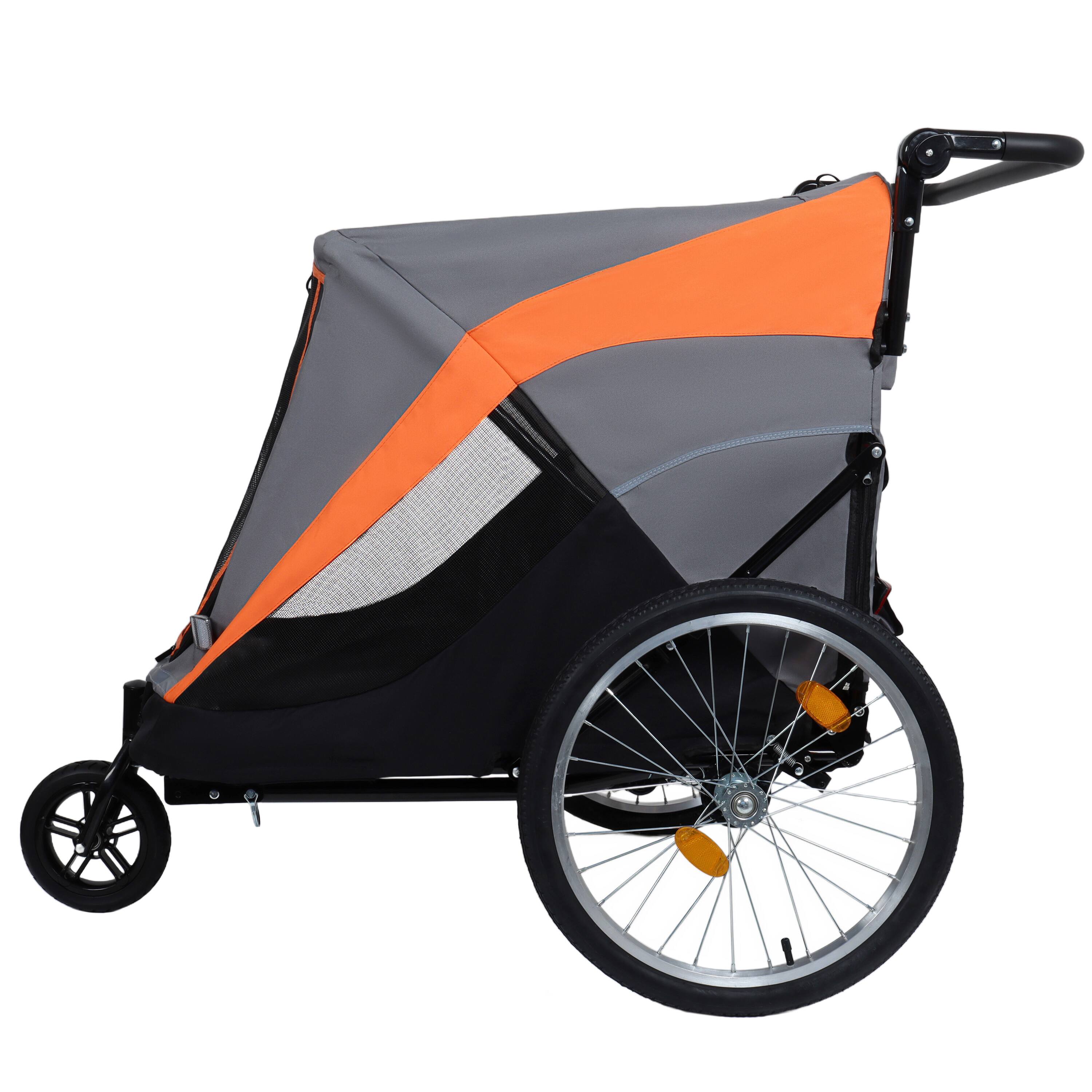 Alt View 7. Siljoy - 100 lb Capacity Pet Bike Trailer & Push Cart, 2-in-1 Convertible Transport with Storage Pockets & Quick Release Wheels.