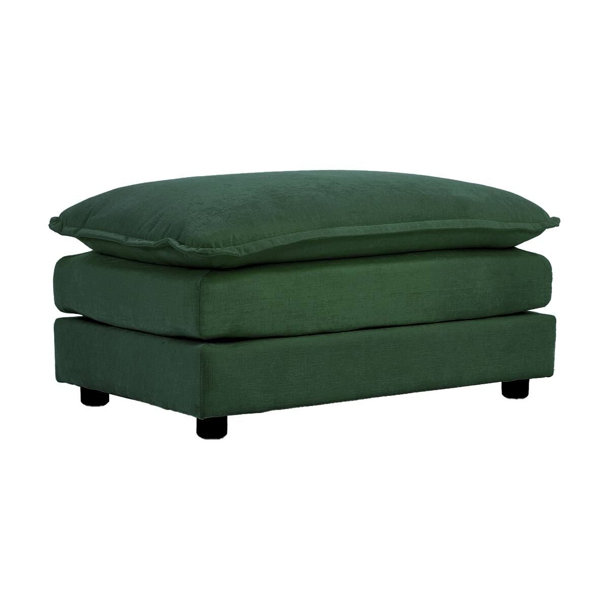 Front. Ropilly - Ropilly Green Chenille Ottoman Footrest, Modular Sofa Ottoman with Cushioned Seat for Living Room Bedroom Home Office - Green.