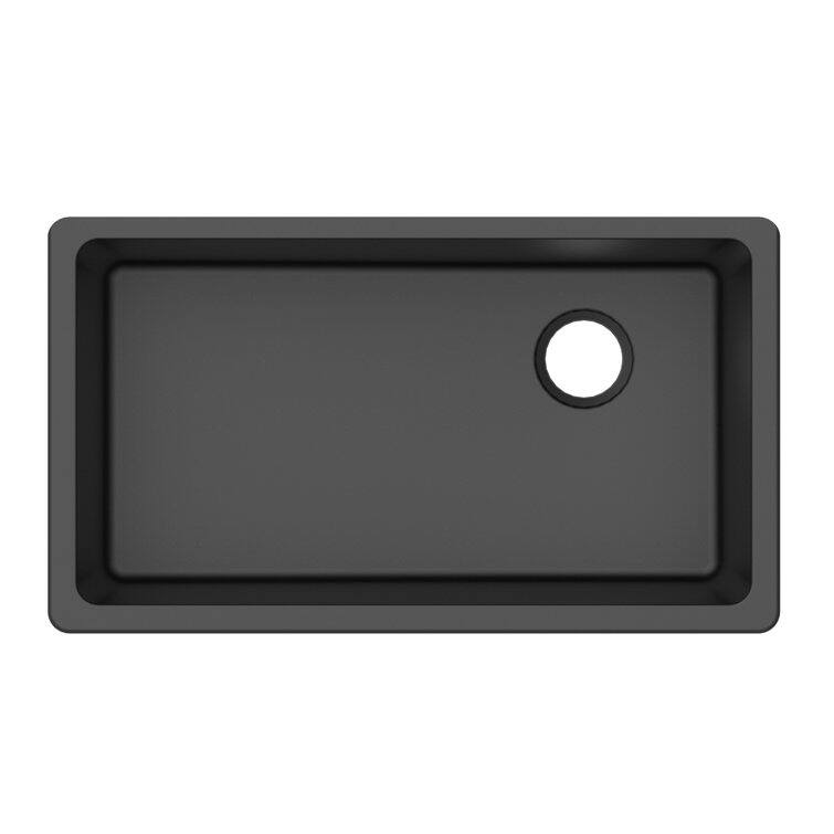 Alt View 1. Winpro - Winpro Undermount Granite Composite 0 Faucet Hole 33 in. L x 18-3/4 in. L x 9-1/2 in. Single Bowl Kitchen Sink in Black - Black.