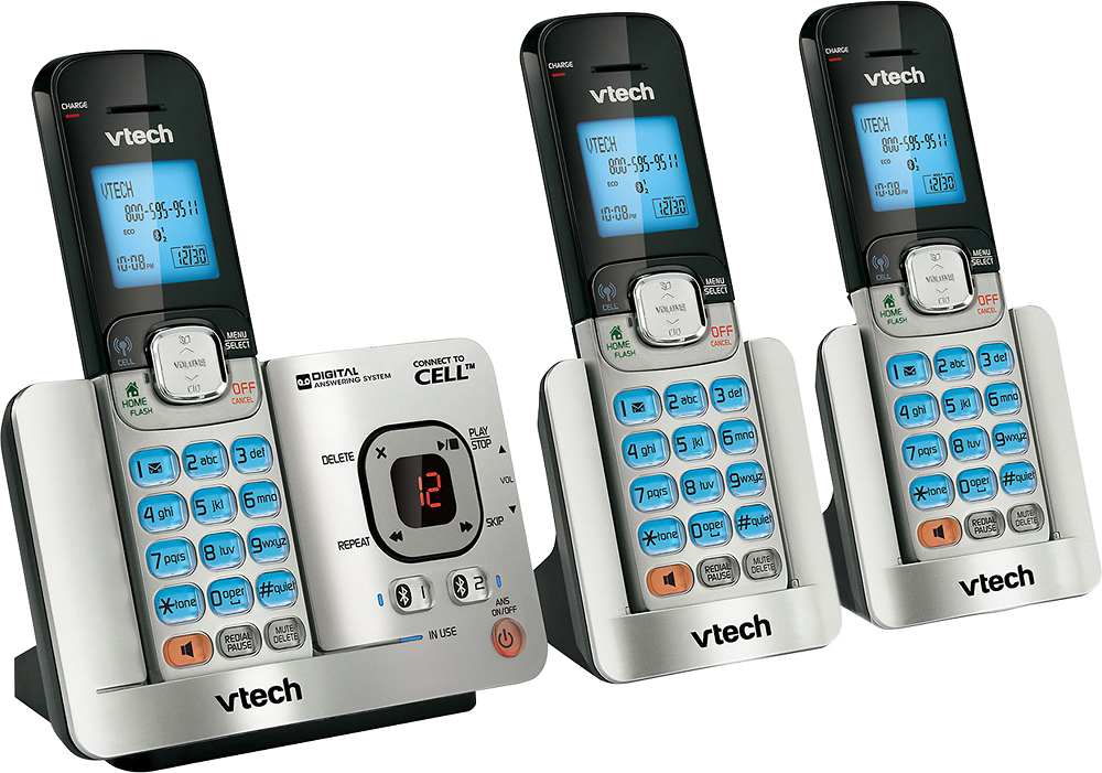 Best Buy: VTech DS6751-3 DECT 6.0 Expandable Cordless Phone System with  Connect to Cell Digital Answering System Champagne/Black DS6751-3