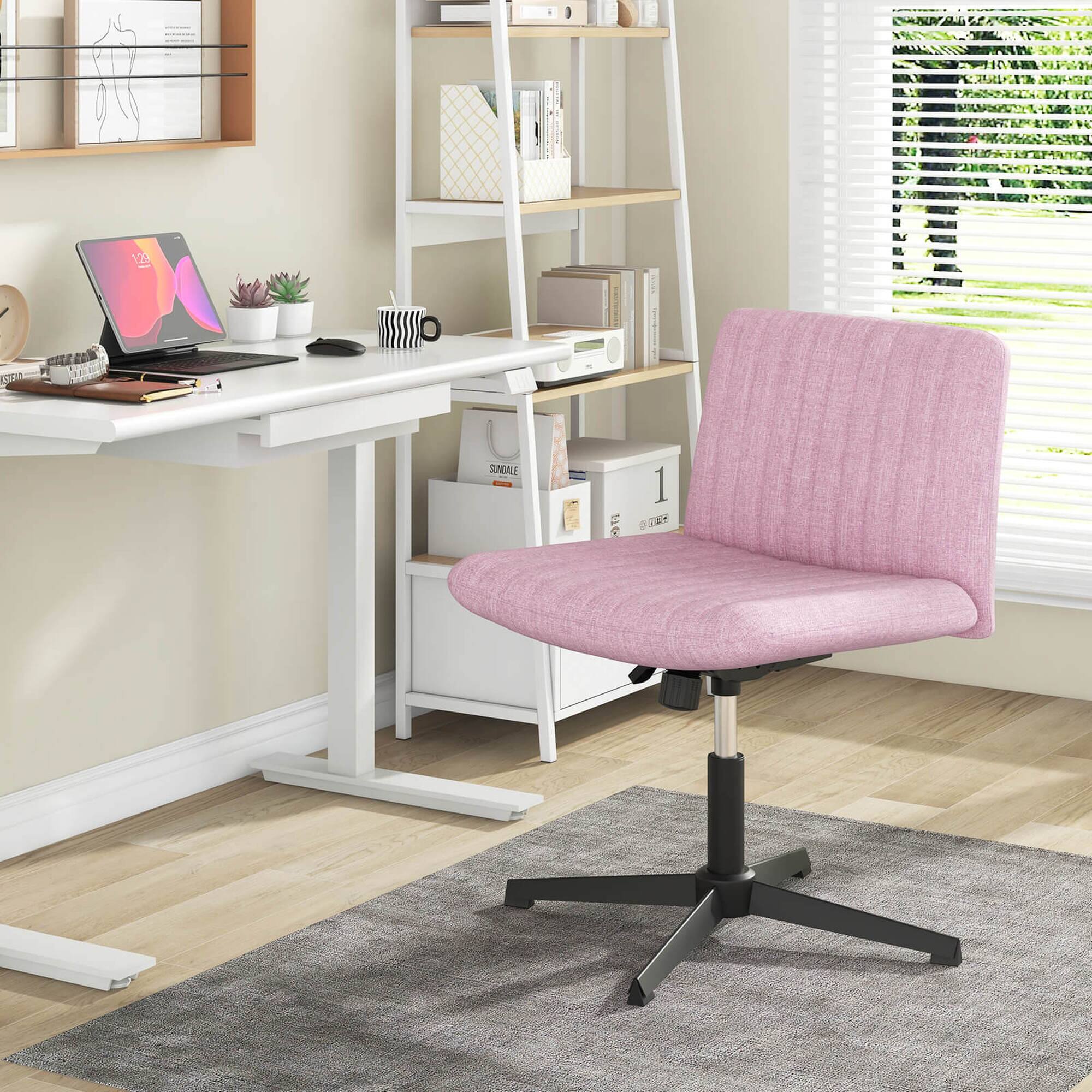 Alt View 3. Costway - Costway Criss Cross Legged Office Chair Ergonomic Mid Back Computer Desk Chair Pink - Pink.